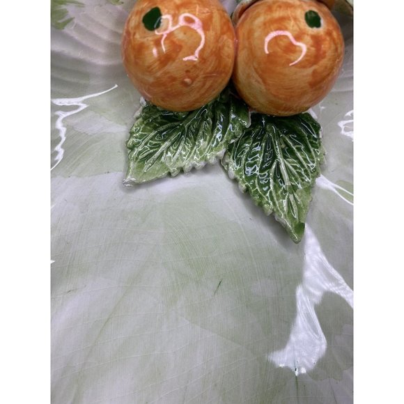 The Mane Lion Ceramic Leaf Tray Dish Orange Tangerine‎ Fruit Flower Italy Candy - Picture 4 of 16